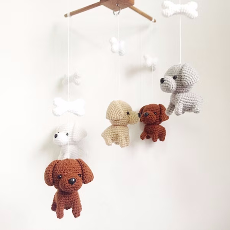 Amigurumi Crochet Puppy Baby Crib Mobile Crochet Mini Dog