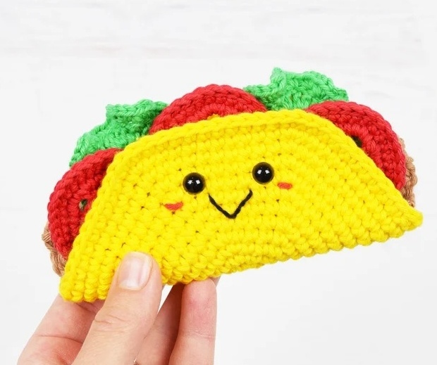 Soft Crochet Taco Amigurumi Food Toys Crocheted Mexican Food Plush Crochet Play Food For Kids