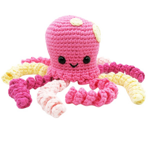 Pink Jellyfish Sea Animal Kids Crochet Toys DIY Amigurumi Handmade Plush Octopus Tiny Octopus Crochet Amigurumi Toy