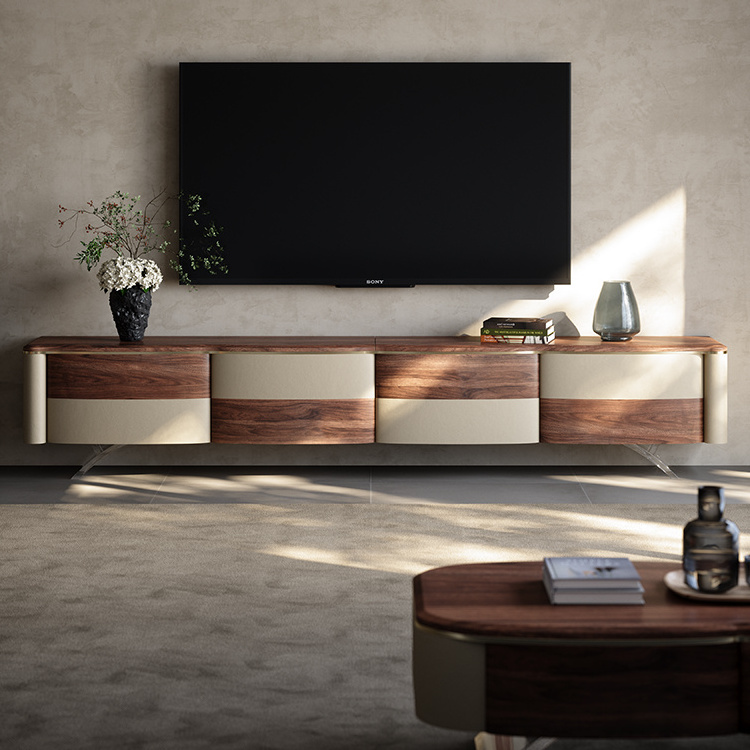 fashion modern living room furniture luxury solid wood tv stand and coffee table set