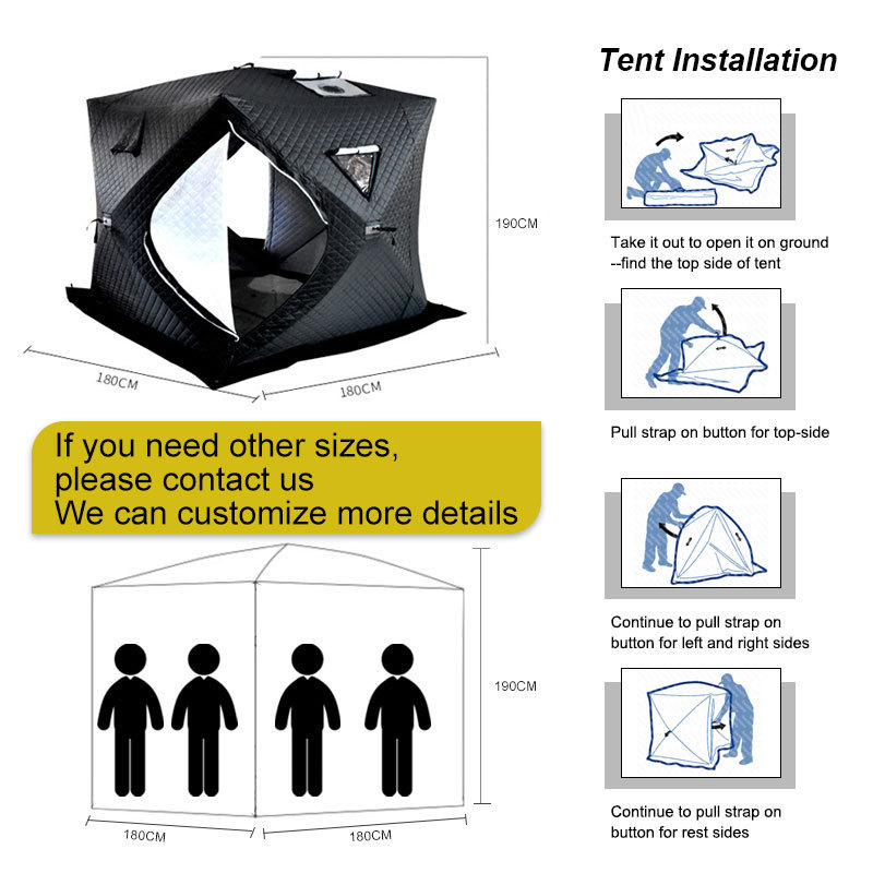 Pop Up custom Outdoor mobile sauna tent room portable Square hiking insulated camping ice cube fishing tent winter hot tent