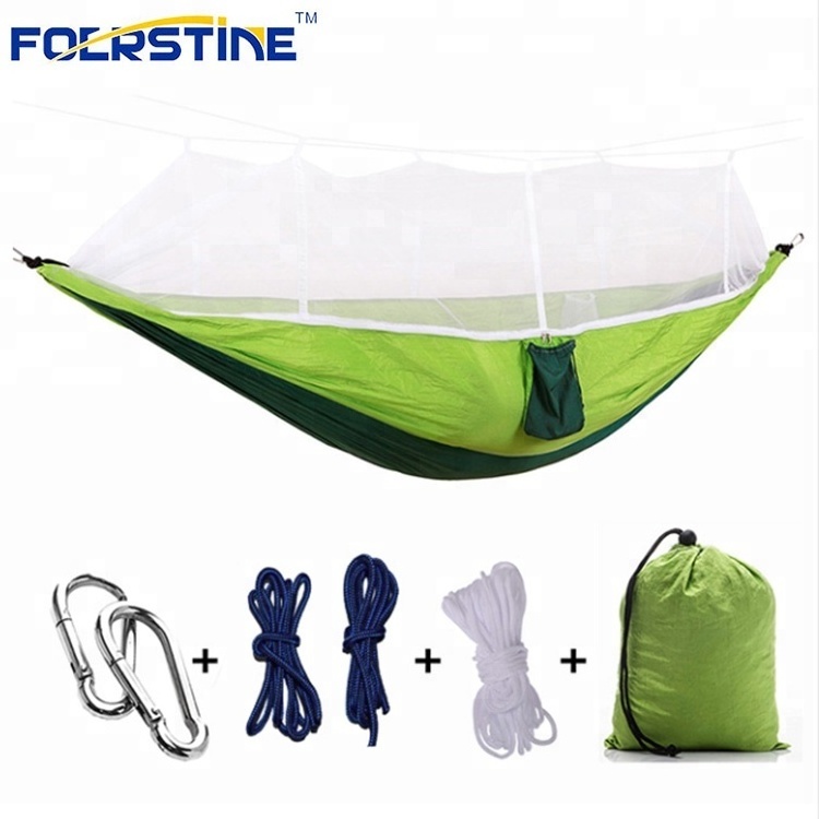 300*200cm High Quality Outdoor 210T 70d Double Camping Camping Nylon Parachute Hammock with Mosquito Net