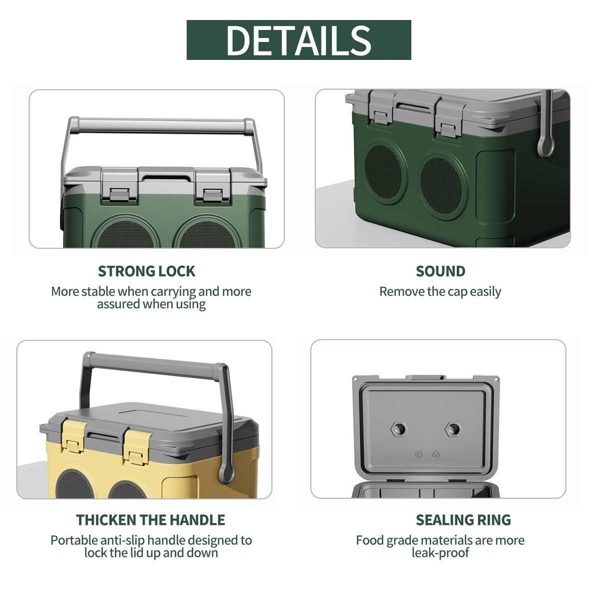 21L Portable Ice Cooler Box with Bluetooth Audio Speaker Chiller Bucket for Supermall Outdoor Activities Ice Box Coolers