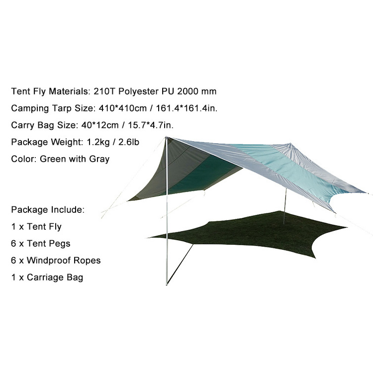 410*410cm Ultralight Waterproof Tent Outdoor Family Portable 3-4 Person Camping Hammock Rain Fly Tarp canopy tent