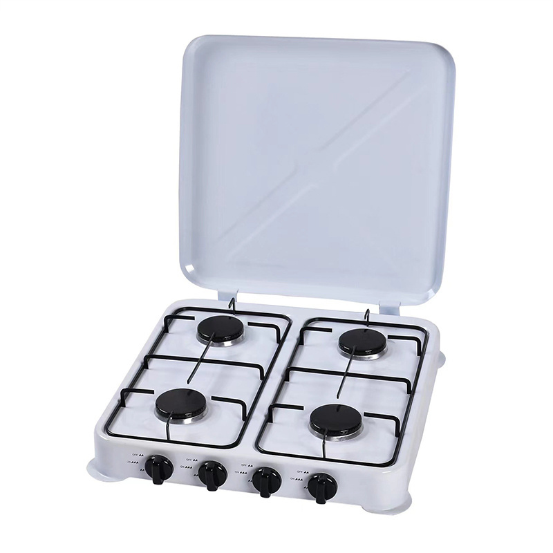 Metal 4 burner kitchen cooktop mini cooker camping portable gas pellet stove with Lid 4 burner gas stove