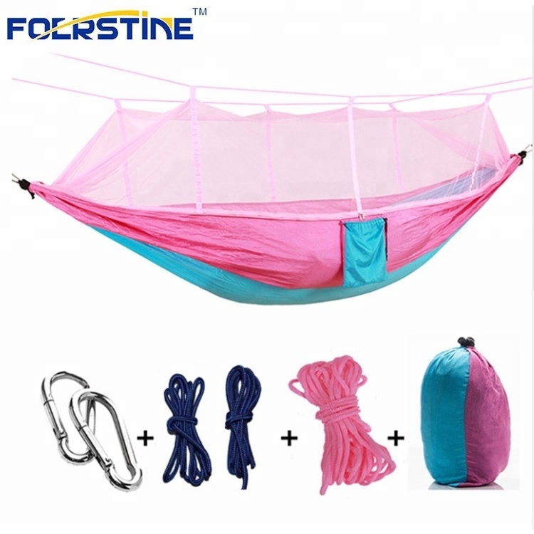 300*200cm High Quality Outdoor 210T 70d Double Camping Camping Nylon Parachute Hammock with Mosquito Net