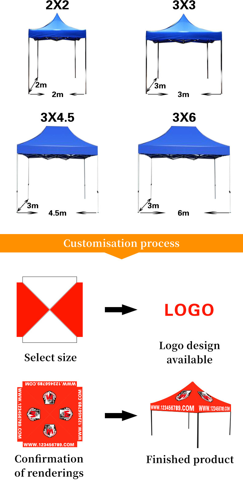 Outdoor trade show tent 3*3m 4*4 wedding Advertising custom logo tent Oxford fabric heat transfer trade exhibition tent