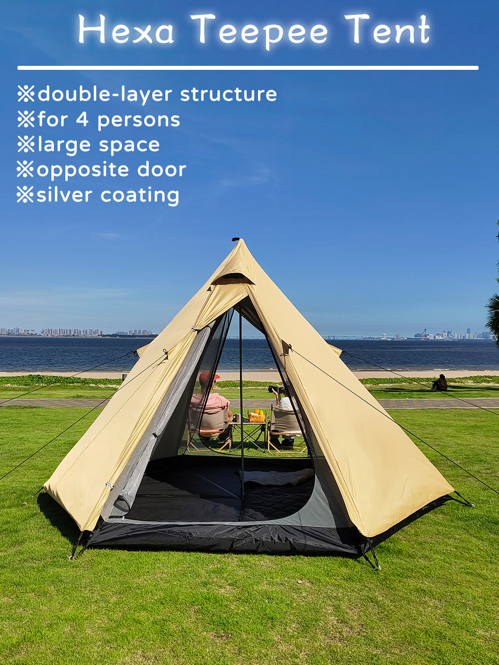 Outdoor Ultralight Pyramid Tent 4 person Camping Complete Teepee other Tent for Adults Waterproof Double Layer Large gear Tipi