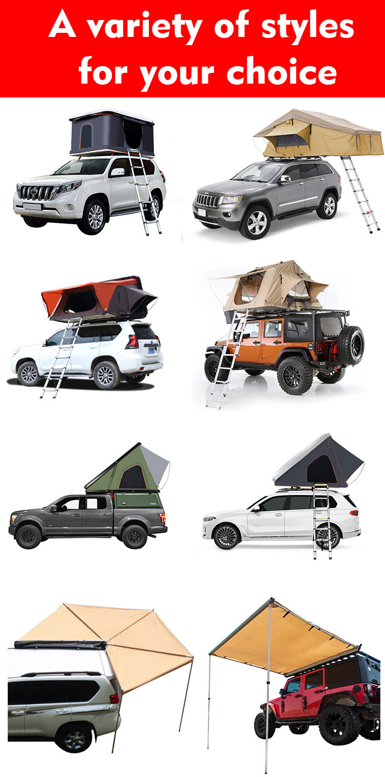 Outdoor Camping Travel  UV50+ Factory Hexagonal 270 degree fan tent car awning Roof top Tent Shade Shelter PU2000mm canopy