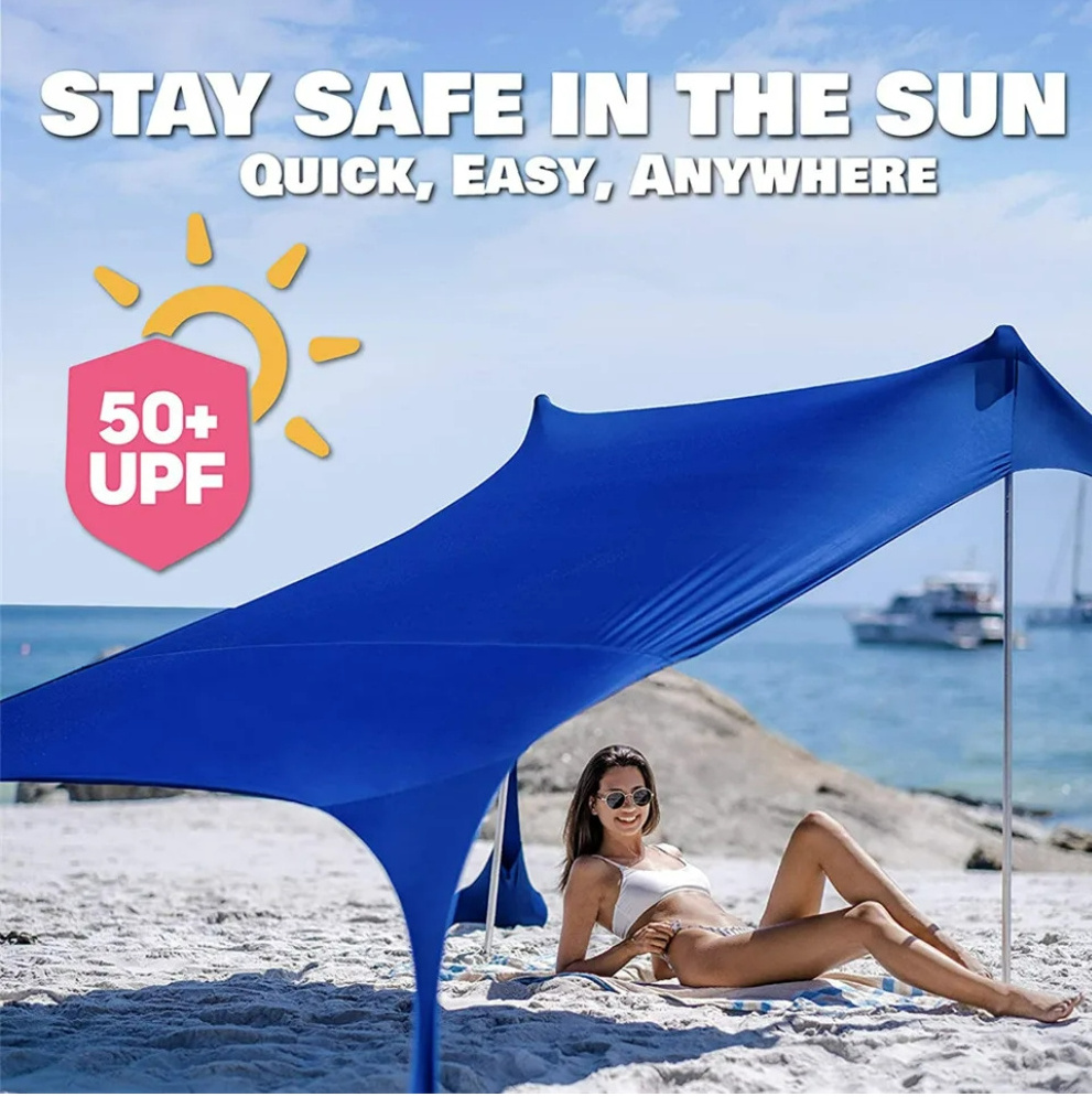 Factory Price Sunshade Pop Up Beach Tent Sun Shade with Sandbag Anchors and Pegs UPF 50+ Light Beach Sun Shelter Canopy tent