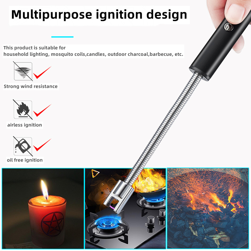 Windproof Arc pulse fire igniter 360 Degree Free Rotation BBQ Stove Lighter USB Rechargeable Electric Lighter For Candle Kitchen