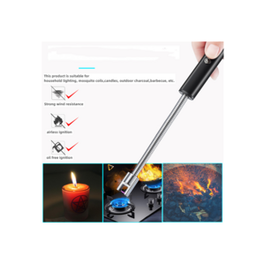 Electronic Long Matches For Candles Refillable Stove Grill Lighter Kitchen Gas Lighter Stick Camping BBQ Arc pulse fire igniter