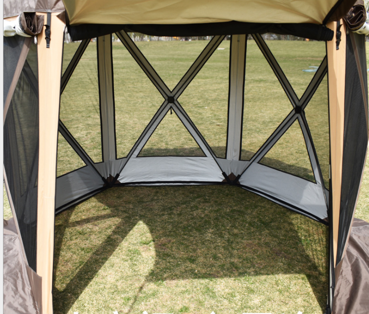 Camping And Hikinig pop up tent Factory Price Khaki 2m Height Glass 300D Oxford Cloth cube Tent