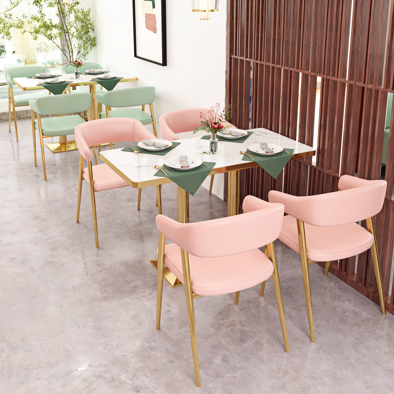 restaurant coffee shop sofa booth catering hamburger snack bar dessert shop milk tea shop bistro table and chairs