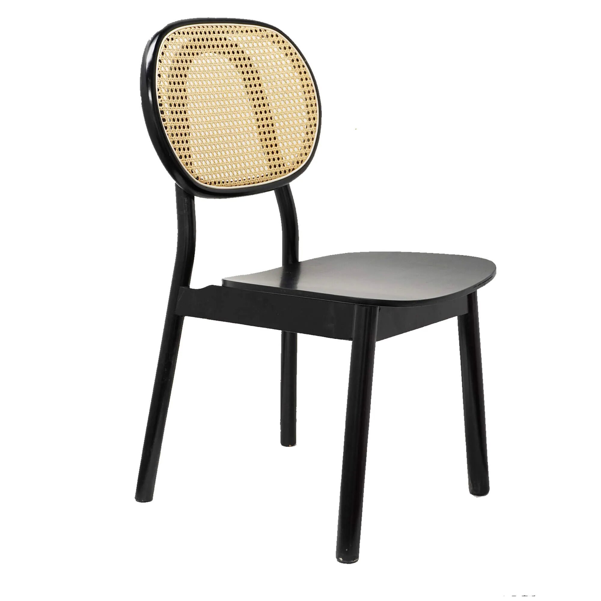 Wholesale Factory Project Buy Black Wood Restaurant Dining Chair Black Rattan Back Cushions (FOH-CH0226B)