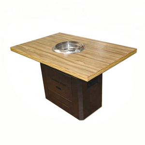 High end restaurant furniture round hot pot bbq commercial grill custom korean bbq grill table