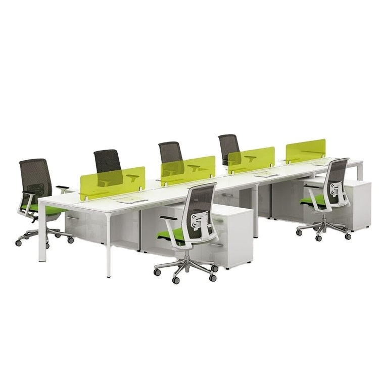 120 Degree Frosted Glass 3 Person Workstations Clover Design Office Furniture