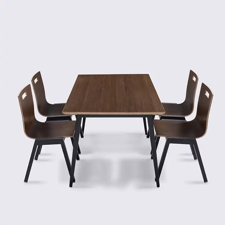 Integrated cafeteria hPL dining table and chair combination for four people