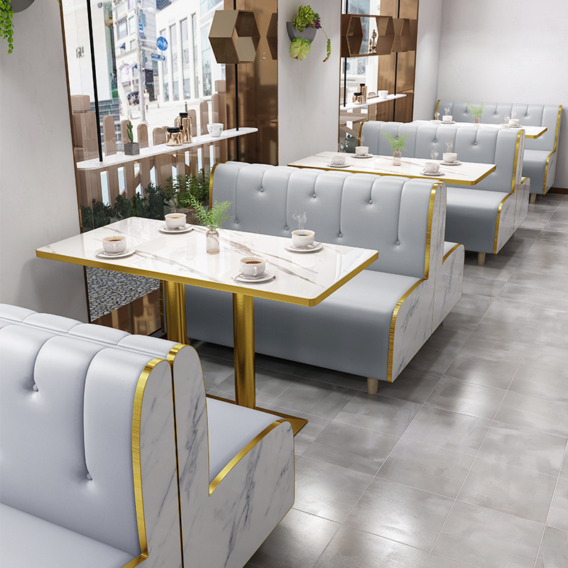 Wholesale Modern Restaurant Sets Cafe Fast Food Booth Seating Sofa Metal Dining Tables And Chairs Set