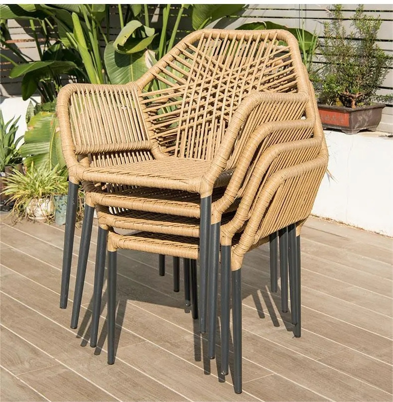 Outdoor aluminum alloy tables and chairs leisure garden rattan woven chairs furniture