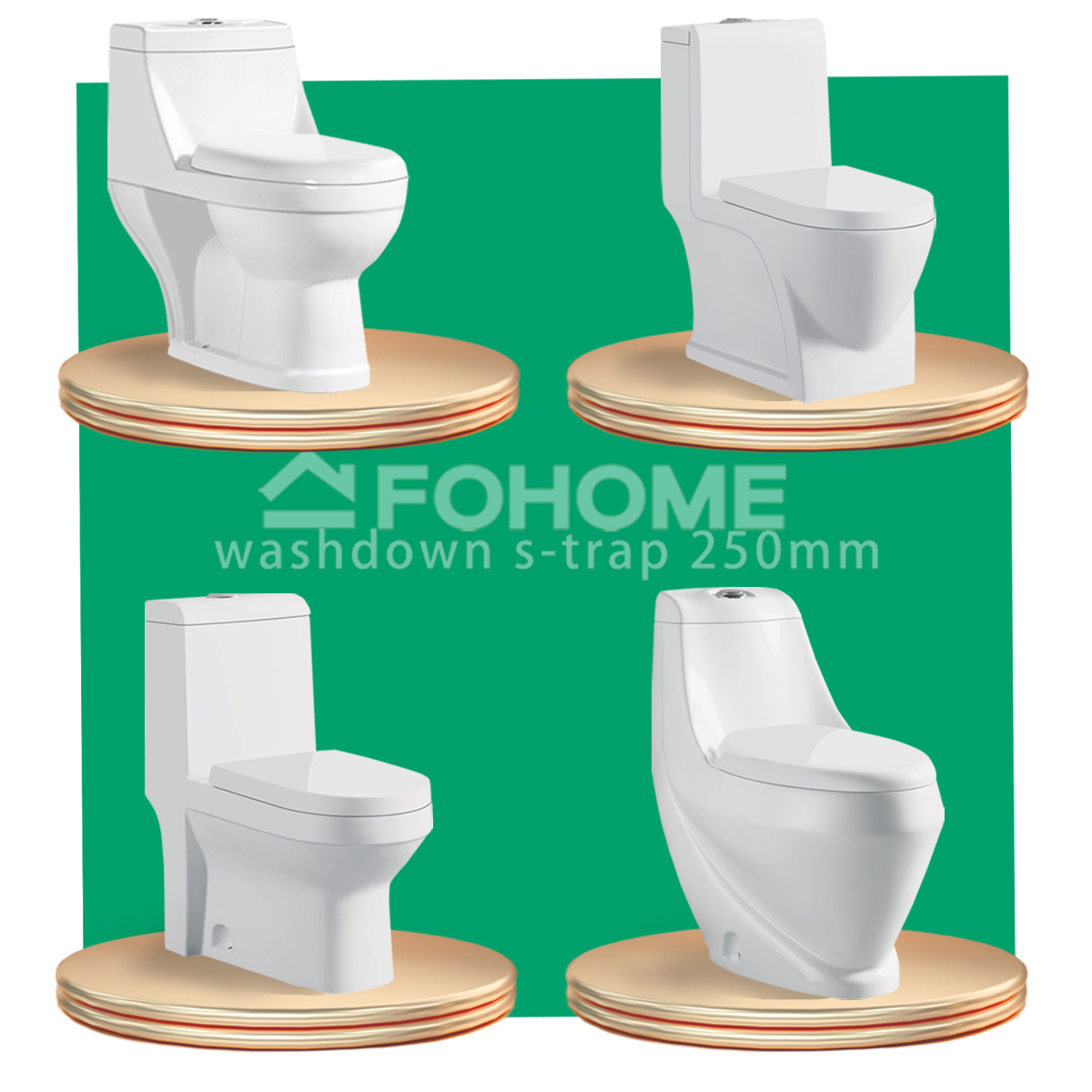 Fohome Middle East Sanitary Ware Wc Toilet Set Bathroom Dual Flush Ceramic Washdown One Piece Wc Toilet Bowl