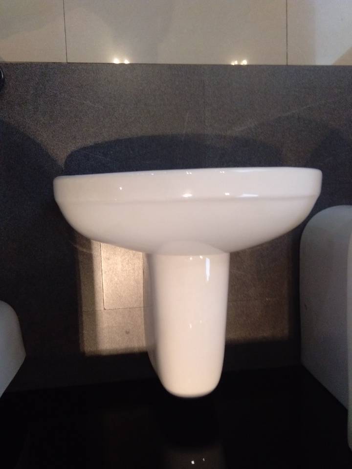 European White Half Pedestal Stand Wash Sink Porcelain Basin