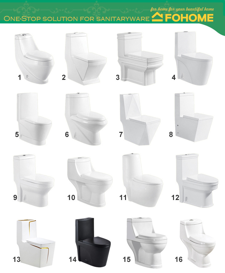 Fohome Middle East Sanitary Ware Wc Toilet Set Bathroom Dual Flush Ceramic Washdown One Piece Wc Toilet Bowl