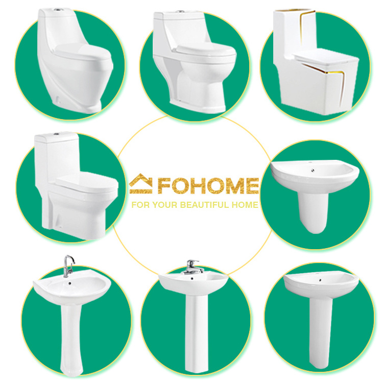 Fohome Middle East Sanitary Ware Wc Toilet Set Bathroom Dual Flush Ceramic Washdown One Piece Wc Toilet Bowl