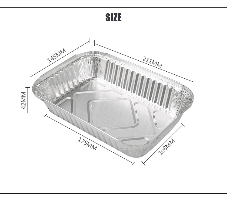 Disposable Fast Food Take Away Aluminium Foil Container Tray Disposable Aluminium Foil Pans Aluminum Plate with Lids 800ml