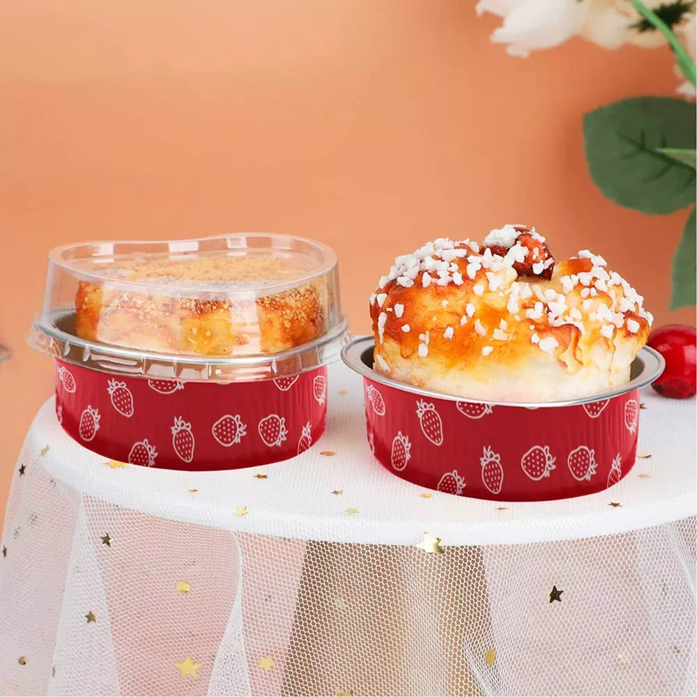 Factory directly disposable heart shape foil bake pan colorful aluminum foil tray custom gold foil container with lids