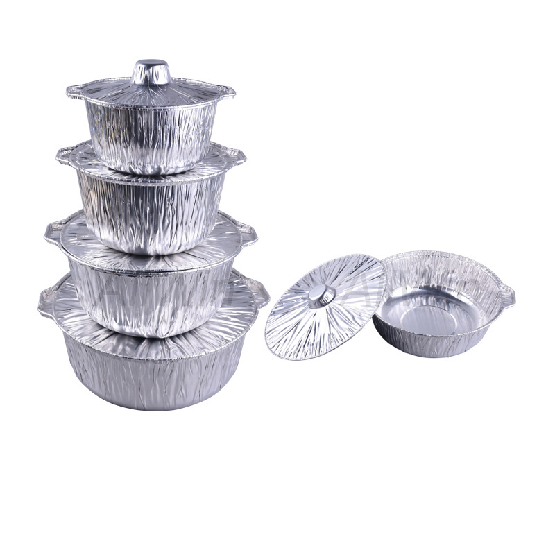 Round Baking Container For Hot Pot Disposable Cooking Pie Pot Large Aluminum Foil Pot