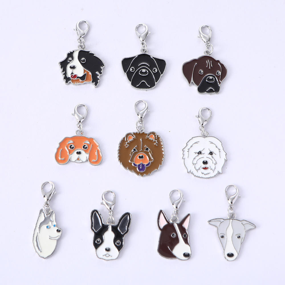 Wholesale customized 50 styles stock zinc alloy metal enamel cute metal dog pendant jewelry making accessories