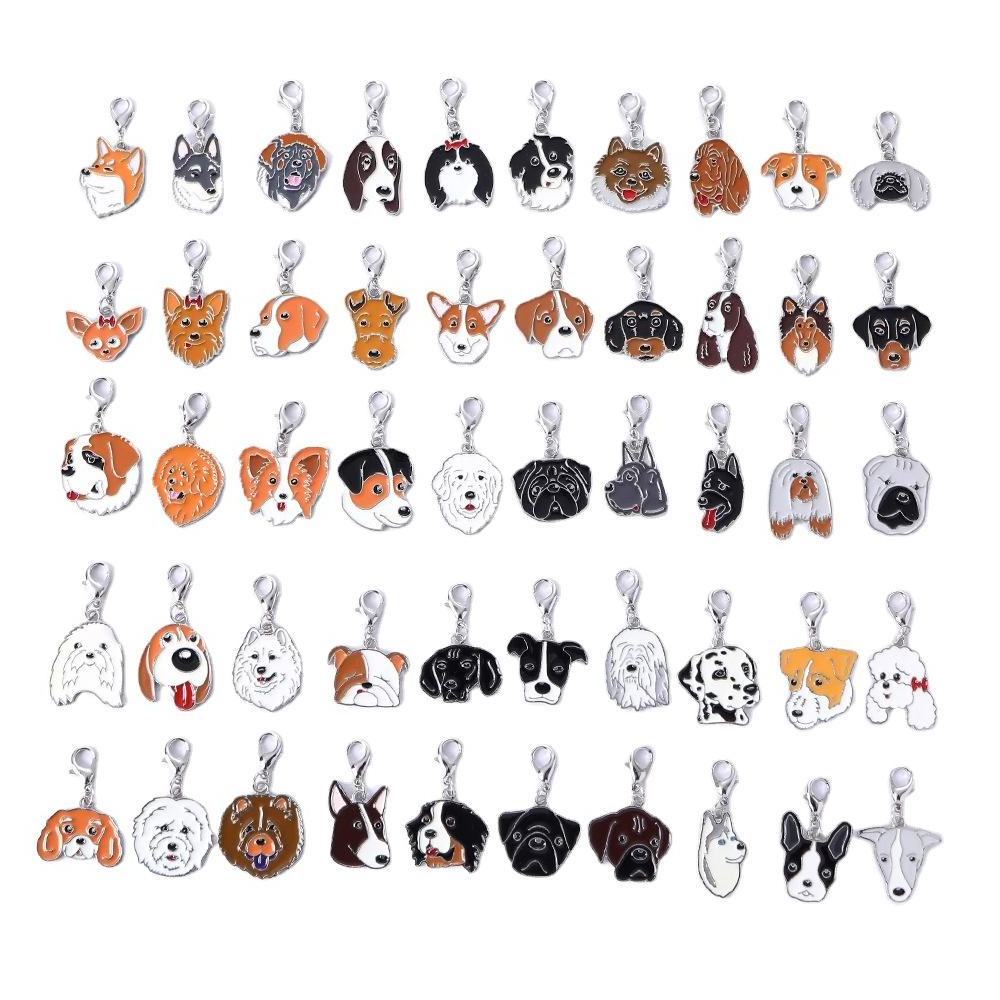 Wholesale customized 50 styles stock zinc alloy metal enamel cute metal dog pendant jewelry making accessories