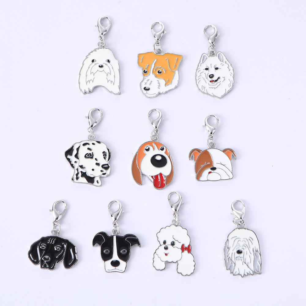 Wholesale customized 50 styles stock zinc alloy metal enamel cute metal dog pendant jewelry making accessories