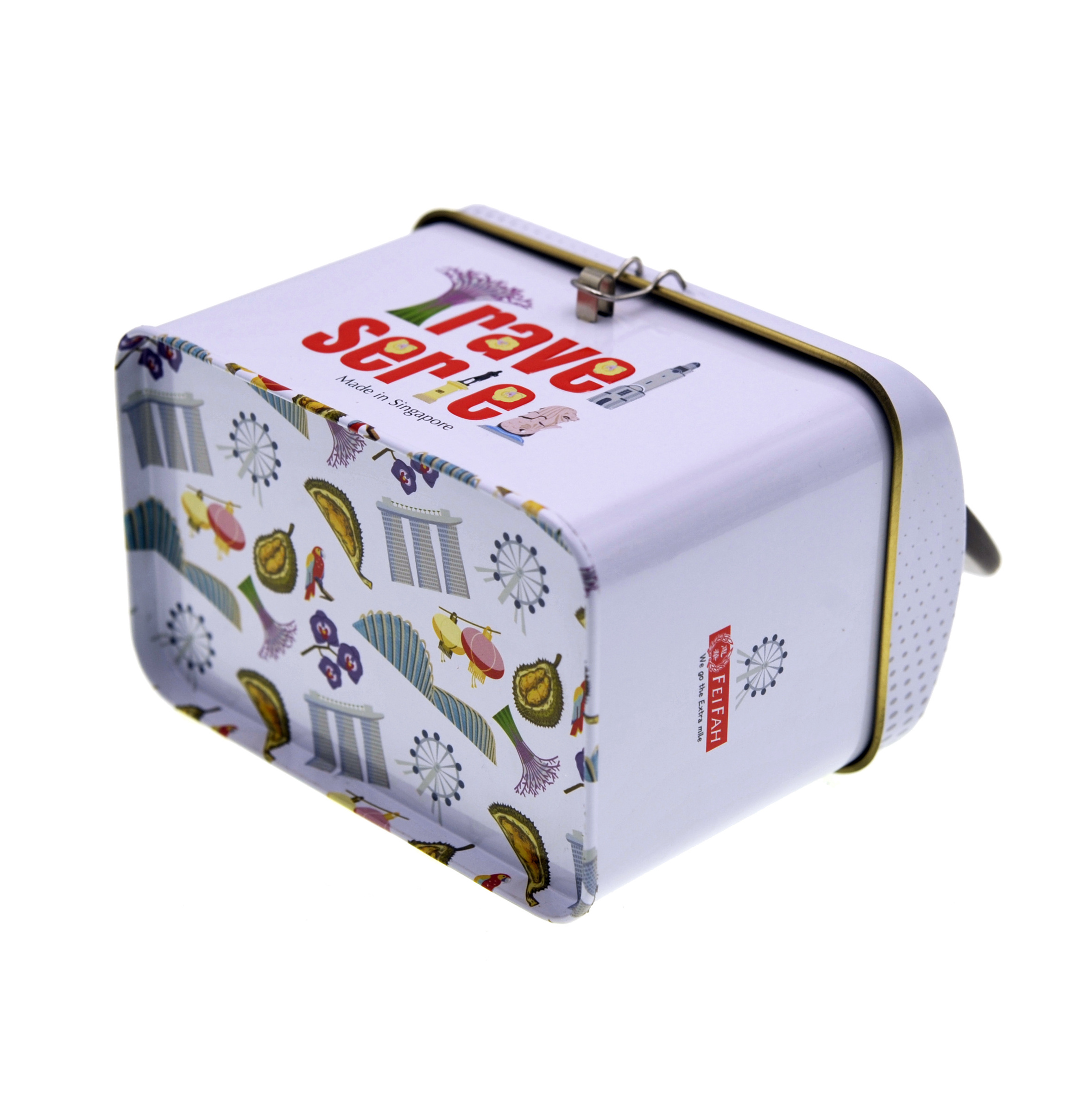 Treasure Chest Metal Tin Money Locker Saving Box Coin Bank Tin Can With Plastic Handle custom boxes with logo