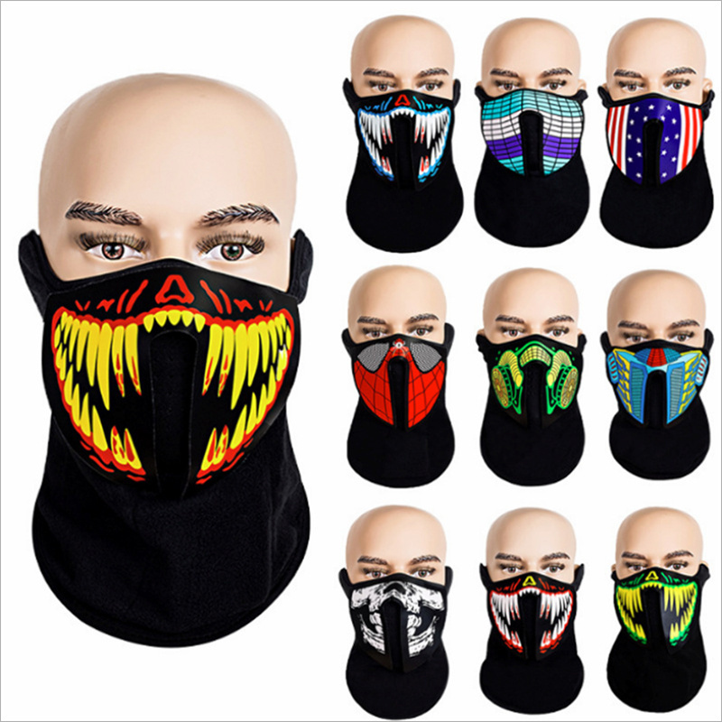 Hot-Selling LED Light-Up Silk Mask for Halloween Dancing Party Sporting & Bicycling Factory Price Wholesale with Flash Features