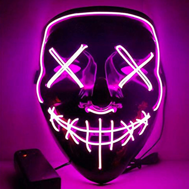 EL Wire Party Mask Neon Glowing Flashing Rave Costume masque Fancy clown joker Party Mask Wholesale