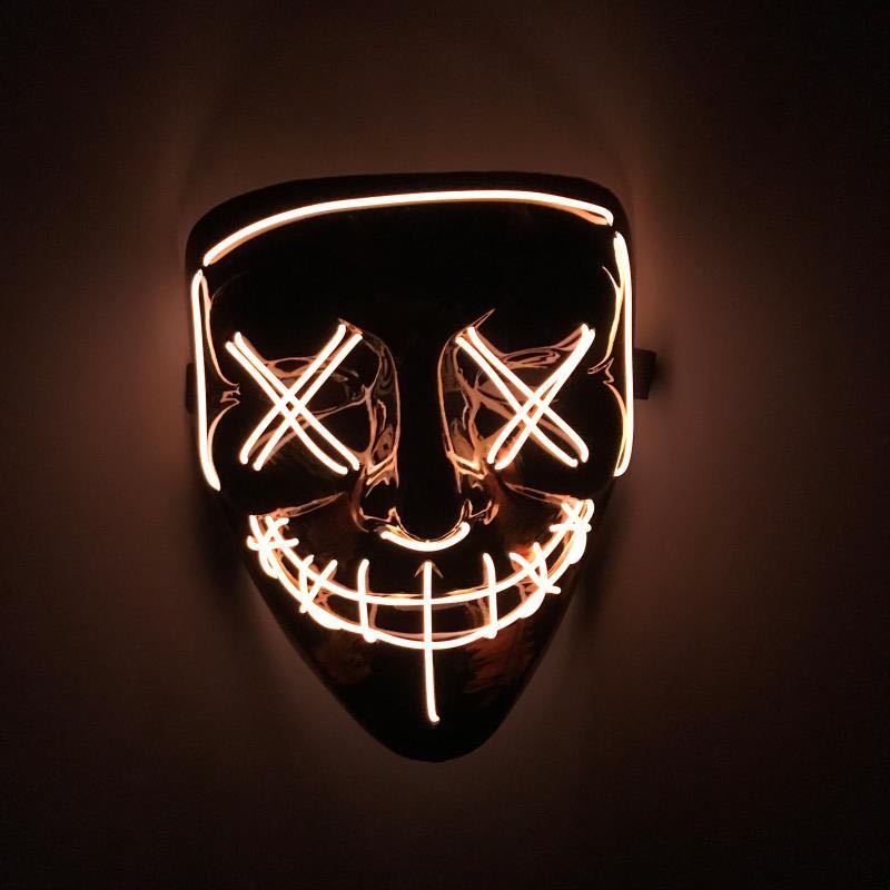 EL Wire Party Mask Neon Glowing Flashing Rave Costume masque Fancy clown joker Party Mask Wholesale