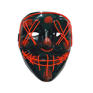 EL Wire Party Mask Neon Glowing Flashing Rave Costume masque Fancy clown joker Party Mask Wholesale