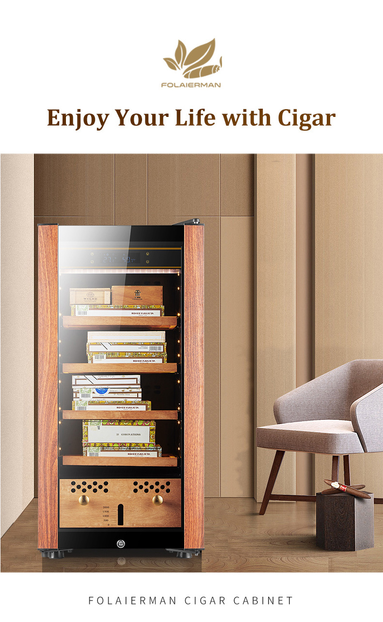 High end Home Cigar Humidor Cigar Display Cooler Cabinet with constant humidity control