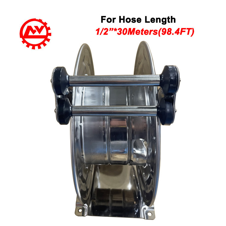 Wall Mount Spring Retractable High Pressure Industrial Automatic Rewind Big Washer Stainless Steel Water Hose Reel