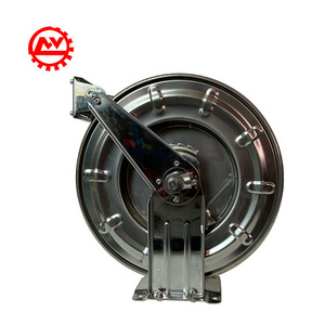 Wall Mount Spring Retractable High Pressure Industrial Automatic Rewind Big Washer Stainless Steel Water Hose Reel