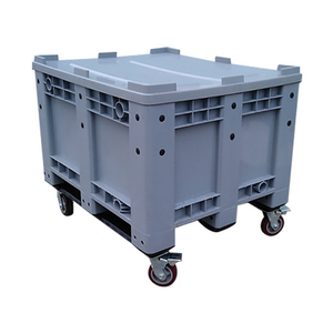 Heavy Duty  Logistics 1200x800 Rigid Hdpe Plastic Solid Side Gaylord Pallet Bulk  Container Box Crates With Wheels