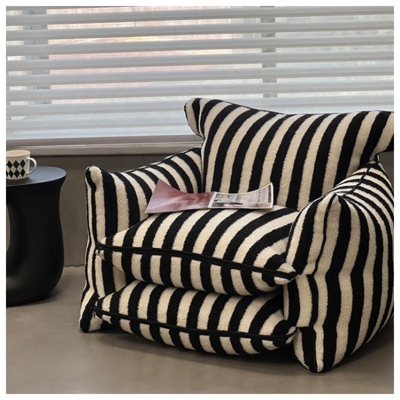 Folia designer nordic modern so comfortable puffy lounge chair relax sofa armchair licing room single soft striped lazy sofa