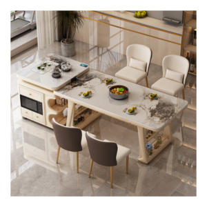 Folia multi-functional island unit dining table for diningroom furniture modern simple sintered marble extendable dining table