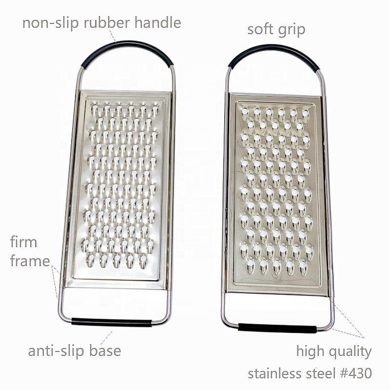 Premium Stainless Steel Flat Grater with Anti-slip Soft Grip Handle for Cheese,Chocolate,Ginger,Garlic,Nutmeg,Salt Grater