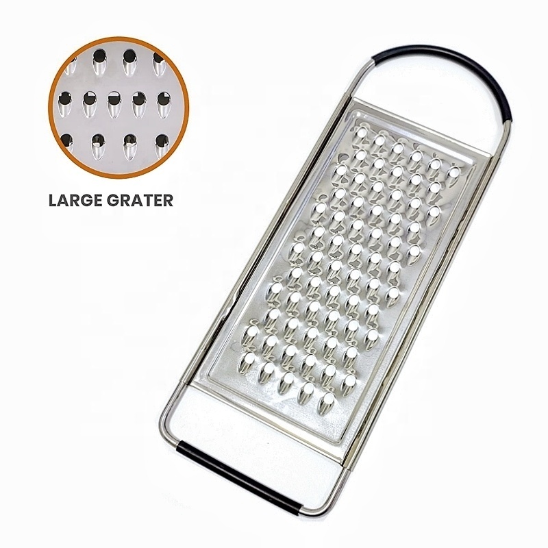 Premium Stainless Steel Flat Grater with Anti-slip Soft Grip Handle for Cheese,Chocolate,Ginger,Garlic,Nutmeg,Salt Grater