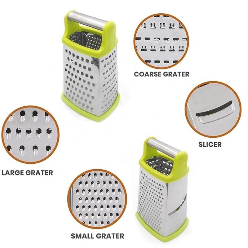 Cheese Grater with Anti-Slip Handle Ginger Vegetable Grater Cutter Slicer Stainless Steel Box Grater