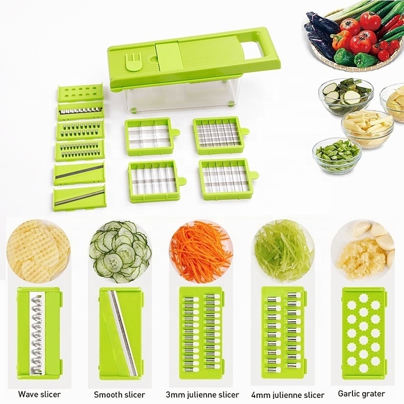 All-in-1 Vegetable & Cheese Grater 10pcs Multi Blades Veggie Chopper Cutter Dicer Mandoline Slicer