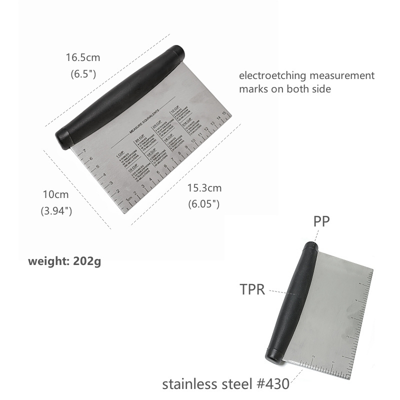 Bench Scraper & Chopper Pastry Cutter for Baking,Multi-Purpose Stainless Steel Food Scraper Chopper with Scale Ruler